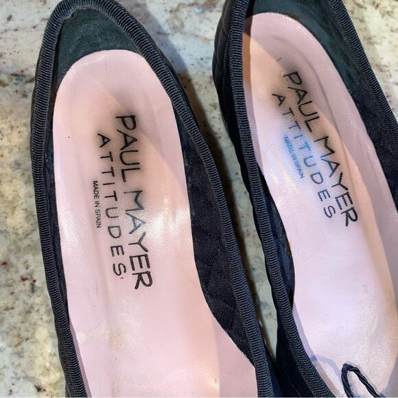 Paul Mayer $235 TITOU Cap Toe Block Heel Quilted Black Comfort Spectator 8.5 - Picture 9 of 13